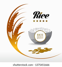 Premium Rice great quality design concept  vector.