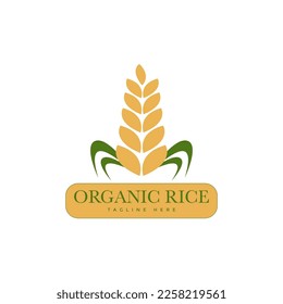 premium rice organic natural product banner logo design