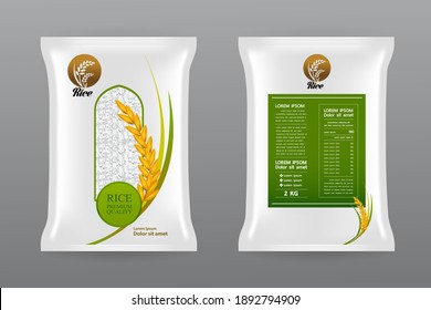 Premium Rice Product Package Mockup Vector Illustration