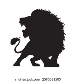 Premium Roaring Lion Silhouette for High-Quality Merchandise - Lion Vector - Lion Icon
