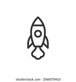 Premium rocket line icon for app, web and UI. Vector stroke sign isolated on a white background. Outline icon of rocket in trendy style.