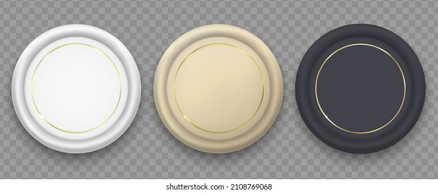Premium round frames vector set. Blank labels, banners, icons or buttons for your design