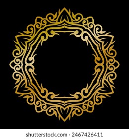 Premium round gold ornament vector illustration, gold invitation decoration. gold mandala ornament