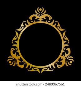 Premium round gold ornament vector illustration, gold invitation decoration. gold mandala ornament