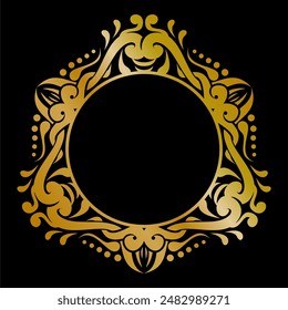 Premium round gold ornament vector illustration, gold invitation decoration. gold mandala ornament