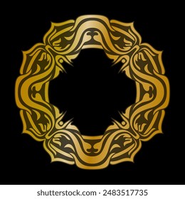 Premium round gold ornament vector illustration, gold invitation decoration. gold mandala ornament