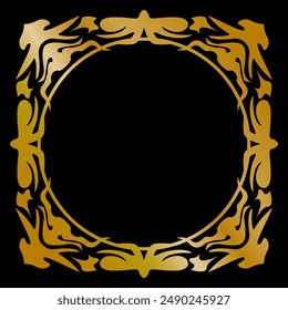 Premium round gold ornament vector illustration, gold invitation decoration. gold mandala ornament.