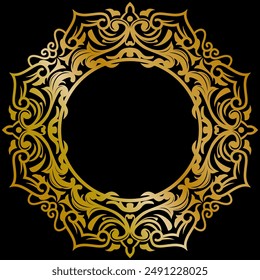 Premium Runde Goldene Ornament Vektorillustration, goldene Einladung Dekoration. Gold Mandala Ornament.