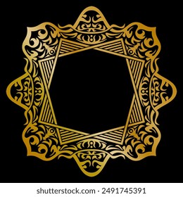 Ilustración vectorial de ornamento de oro redondo de Premium, decoración de invitación de oro. ornamento de mandala de oro.