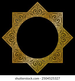Premium Ilustración vectorial redonda del ornamento del oro, decoración de la invitación del oro. ornamento del mandala del oro.