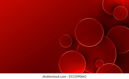 premium round golden frame on red background design vector