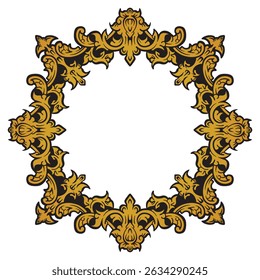 Quadro de ouro ornamental redonda premium com simetria geométrica