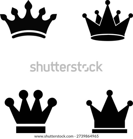 Premium royal crown icon set for majestic designs and regal branding