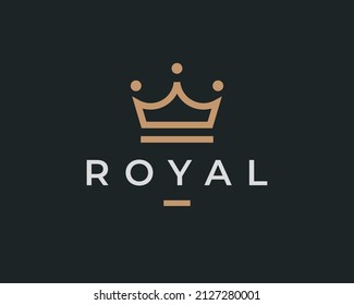 Premium royal crown logo. Luxury brand identity icon. Modern boutique fashion symbol. Elegant jewelry business design element. Vector illustration.