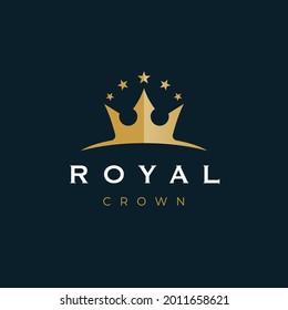 Premium royal gold crown logo icon. Royalty king symbol. Luxury brand sign. Vector illustration.