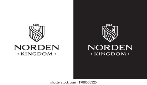 Premium royal lion king logo, modern and elegant Letter N with Lion head logo. luxury king crown logo template