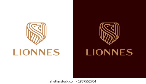 Premium royal lion king logo, modern and elegant Letter N with Lion head logo. luxury king crown logo template