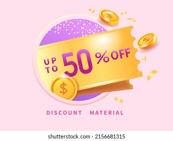 Premium Sale Coupon With Coins, Admission Ticket Template,e-gift Card