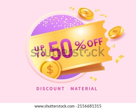 Premium sale Coupon with Coins, Admission Ticket Template,e-gift card