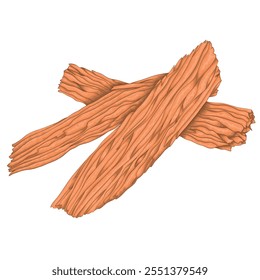 Premium Sandalwood Logs and Chips Vector Illustration for Luxury Incense Meditation and Organic Wood Scented Product Branding