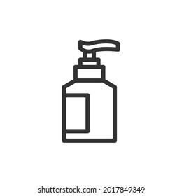 Premium sanitizer line icon for app, web and UI. Vector stroke sign isolated on a white background. Outline icon of sanitizer in trendy style.