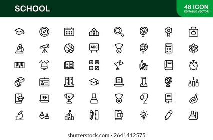 Premium School Icon Set Featuring Modern Vector Illustrations Perfect for Education Projects