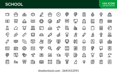 Premium School Icon Set Featuring Modern Vector Illustrations Perfect for Education Projects