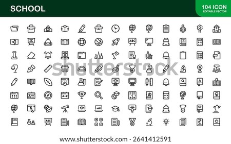 Premium School Icon Set Featuring Modern Vector Illustrations Perfect for Education Projects