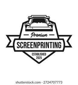 Premium Screen Printing Logo Emblem Vector Design Black and White