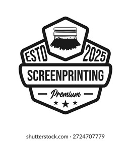 Diseño de Vector de emblema de logotipo de impresión de pantalla de Premium en blanco y negro