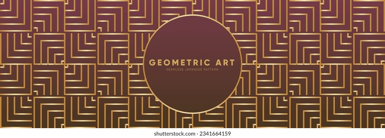 Premium Seamless Background Pattern Inspired by Asian Tradition. Rich, Luxurious Blend of Japanese Design and Geometric Motifs. Art Deco Retro Repeating Textile Fabric Design with Golden Ornaments.