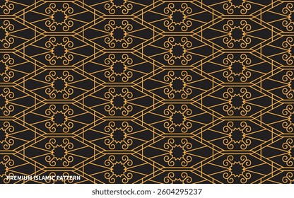 Premium Seamless geometric ornament based on traditional arabic art.Brown color lines.Great design for fabric,textile,cover,wrapping paper,background