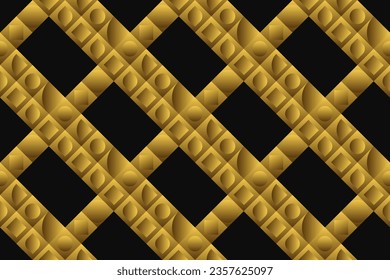 Patrón impecable de primera calidad con colores dorados y formas de línea geométrica, círculo y rayas. Lujo moderno para afiches, banners, sitios web, volantes, tela
