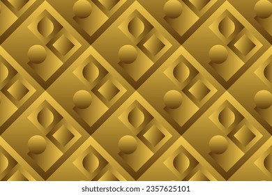 Patrón impecable de primera calidad con colores dorados y formas de línea geométrica, círculo y rayas. Lujo moderno para afiches, banners, sitios web, volantes, tela