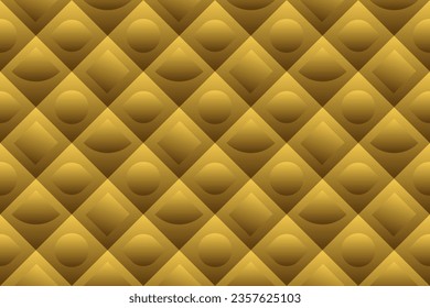 Premium seamless pattern with golden colors and geometric line, circle, stripe shapes. Modern luxury for poster, banner, website, flyer, fabric