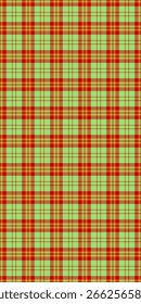 Premium nahtloses Texturgewebe, 60er Jahre Muster Vektor Textil. Schottland karierte Tartan-Hintergrund-Check in Grün und Rot Farben Palette.