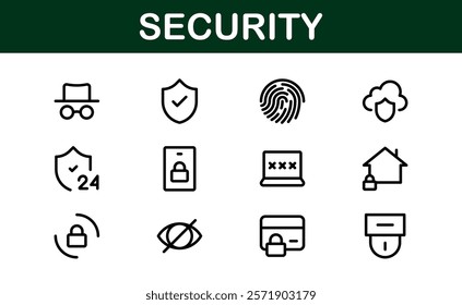 Premium Security Icons. Clean and Editable Vectors for Surveillance, Protection, Alarm Systems, and Cybersecurity Projects.