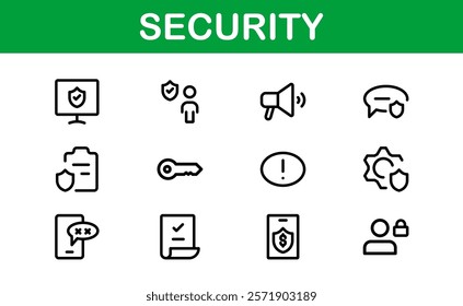 Premium Security Icons. Clean and Editable Vectors for Surveillance, Protection, Alarm Systems, and Cybersecurity Projects.