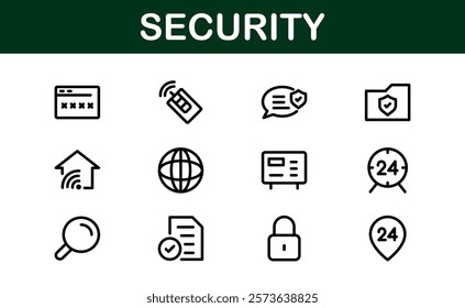 Premium Security Icons. Clean and Editable Vectors for Surveillance, Protection, Alarm Systems, and Cybersecurity Projects.