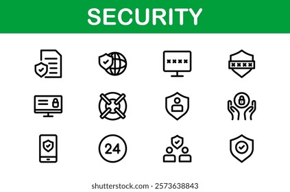 Premium Security Icons. Clean and Editable Vectors for Surveillance, Protection, Alarm Systems, and Cybersecurity Projects.