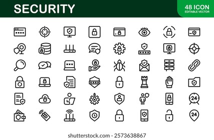 Premium Security Icons. Clean and Editable Vectors for Surveillance, Protection, Alarm Systems, and Cybersecurity Projects.