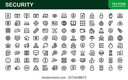 Premium Security Icons. Clean and Editable Vectors for Surveillance, Protection, Alarm Systems, and Cybersecurity Projects.