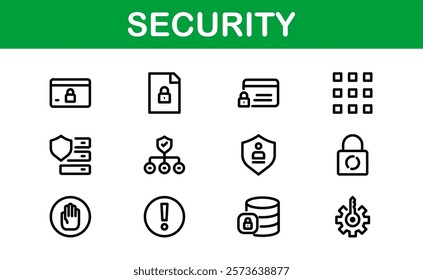 Premium Security Icons. Clean and Editable Vectors for Surveillance, Protection, Alarm Systems, and Cybersecurity Projects.