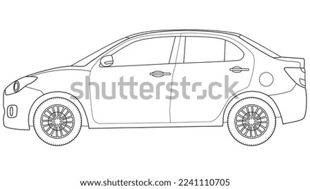 premium sedan outline vector illustration on white background.
