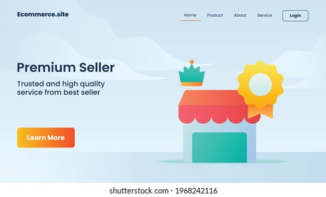 premium seller shopping cart campaign for web website home homepage landing landingpage banner template flyer with flat cartoon style