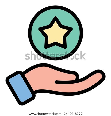 Premium service icon flat line style illustration representing high-quality or exclusive offerings, suitable for luxury, subscription, and customer service-related projects