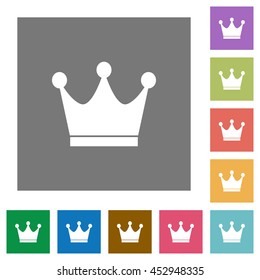 Premium services flat icon set on color square background.