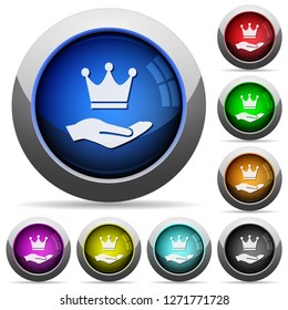 Premium services icons in round glossy buttons with steel frames