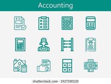 Premium set of accounting line icons. Simple accounting icon pack. Stroke vector illustration on a white background. Modern outline style icons collection of Invoice