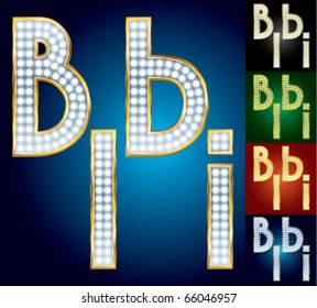 Premium set of advanced lamp alphabet. Characters b i